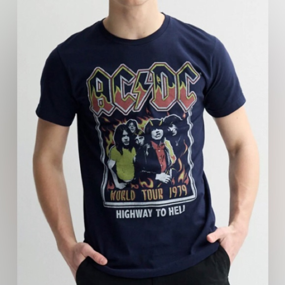 NEW AC/DC Navy Blue Graphic T-Shirt‎